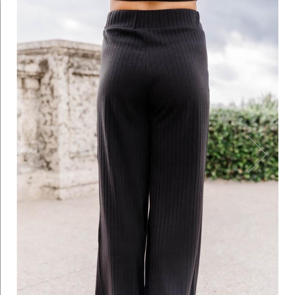 NWOT Saving Grace Ribbed Flare Black Pants - Picture 3 of 7